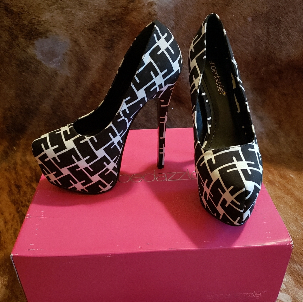 Black and White Platform Heels